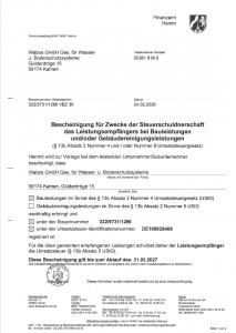 Nachweis Steuerschuldnerschaft gültig bis 31.03.2027